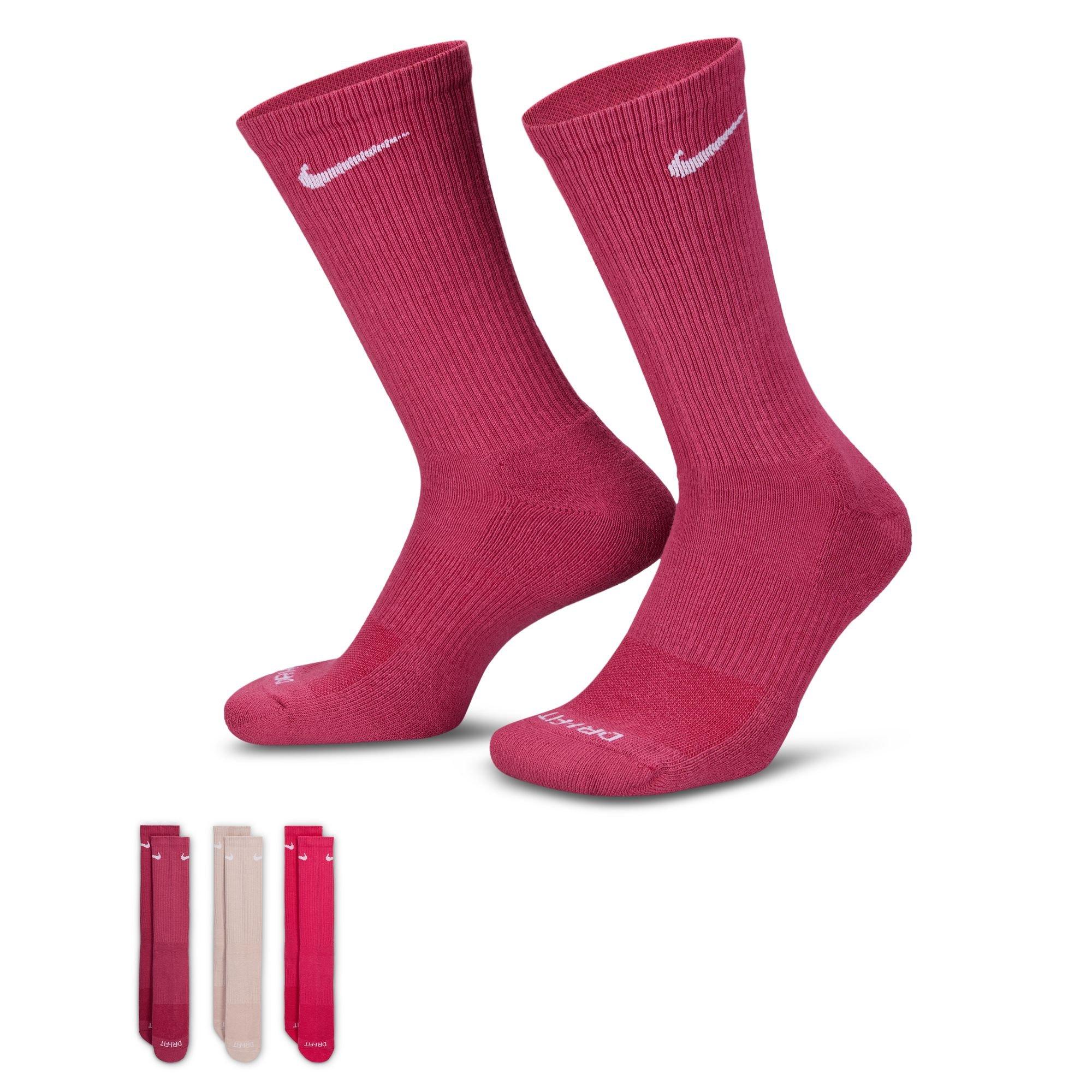 Nike Everyday Plus Cushioned Training Crew Socks (3 Pairs)-Pink